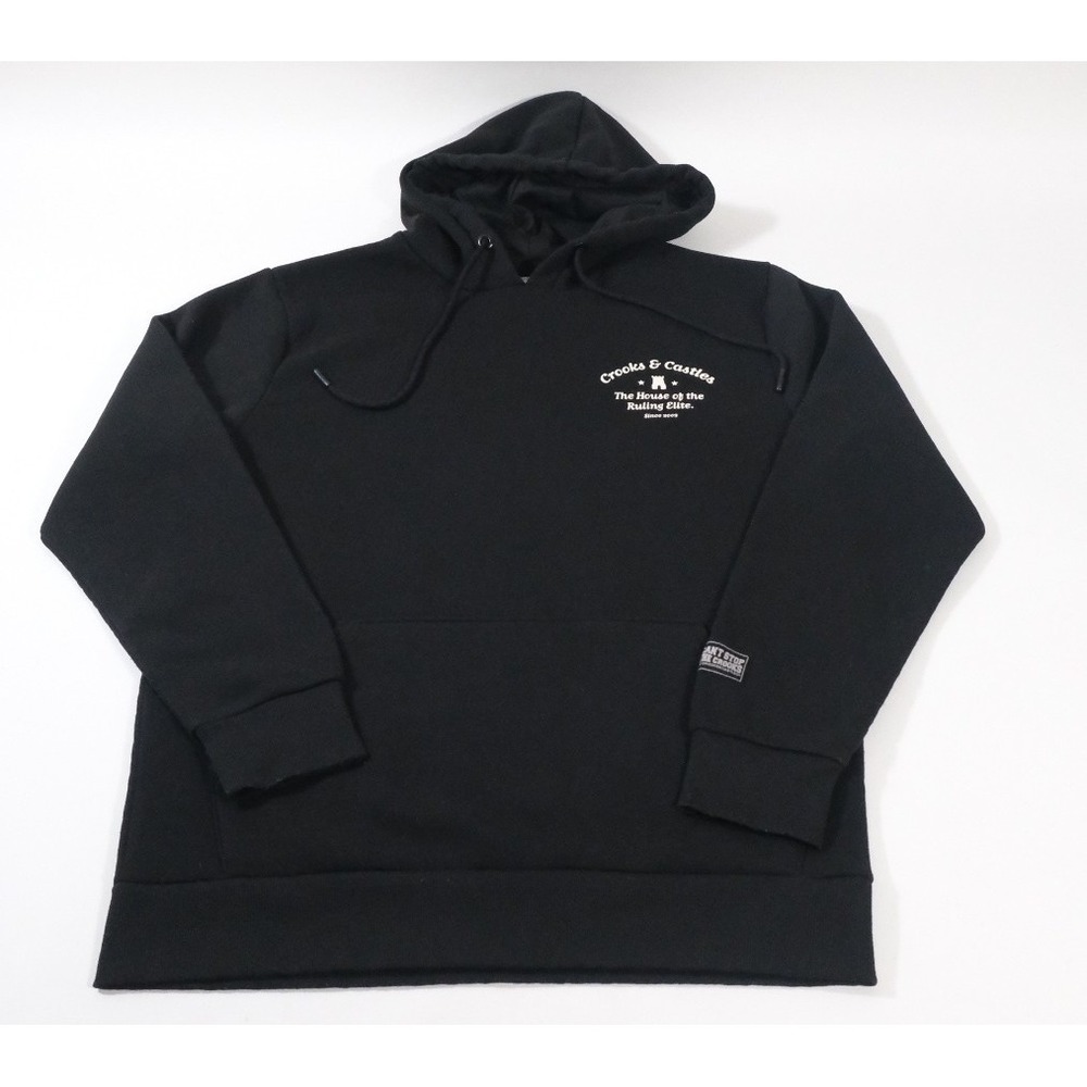 Crooks & Castles Mens Ruling Elite Hoodie Black Graphic Sweatshirt‎ Large L